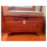 Wood chest with padded seat and thr...