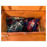 Wood chest with padded seat and thr...