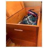 Wood chest with padded seat and thr...