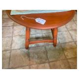 Oval coffee table and vinyl upholst...