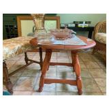 Oval coffee table and vinyl upholst...