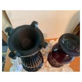 Black and amethyst vases...