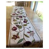 Crewl embroidered runner, tableclot...