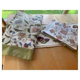 Crewl embroidered runner, tableclot...