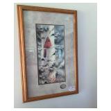 Bird pictures; all on wall and floo...