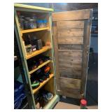Wood painted cabinet and contents...