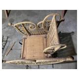 Wicker and metal baby buggy, as is ...