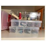 Sewing notions; all on top 2 shelve...