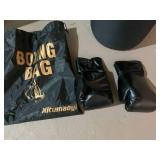 Boxing/punching bag, hanger and glo...