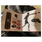 Boxing/punching bag, hanger and glo...