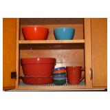 Pyrex bowls and other mugs, dishes...