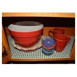 Pyrex bowls and other mugs, dishes...