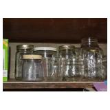 Canning jars; all on shelf and 4 bo...