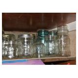 Canning jars; all on shelf and 4 bo...