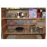Tupperware, glass canisters, bowls,...