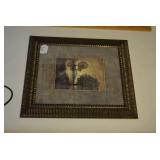 Framed tree picture gold colored fr...