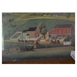 Wood framed farm scene picture...