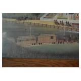 Wood framed farm scene picture...