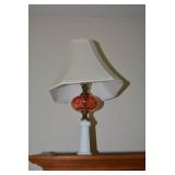 Cranberry glassware, lamp, peacock ...