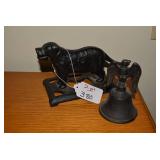 Cast iron dog nut cracker and bell...