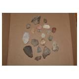 Collection of various stone pieces,...