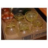 Carnival glass and yellow depressio...