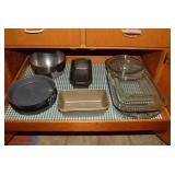 Glass and metal baking dishes and c...