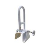 Clamp-On Bathtub Safety Grab Bar Tub Rail White Metal 300 lb Capacity