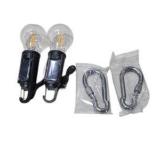 2 Solar LED Camping Hanging Lights With Heavy Duty Carabiner Hooks