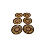Set of 6 Senapi Chitre Panama Hand Painted Pottery Small Plates / Saucers