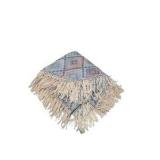 Round Southwest Style Fringe Area Rug / Throw Rug, Blue & Tan