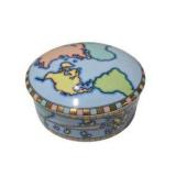 Tiffany & Co. Japan Porcelain World Map Lidded Trinket Box