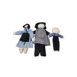 Lot of Cloth Folk Art Dolls – Amish Style, Handmade Fabric Dolls & Large White Lace Doll