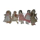 Lot of 5 Small Collectible Dolls – Porcelain Dolls, Victorian Style & Ice Skater Ornament