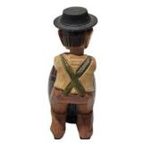 Vintage Hand Carved Wood Folk Art Figure Lot With Bottle Opener, Corkscrew, Barrel Holder and Picks