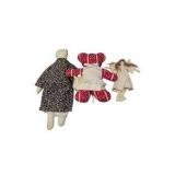 Lot of Cloth Folk Art Dolls – Amish Style, Handmade Fabric Dolls & Large White Lace Doll