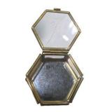 Lot of 3 Vintage-Style Brass Tone Glass Trinket Jewelry Boxes Etched Floral Leaf