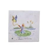 Floral 2-Tier Dessert Stand With Hans Christian Andersen Tile Coasters Lot