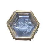 Lot of 3 Vintage-Style Brass Tone Glass Trinket Jewelry Boxes Etched Floral Leaf