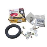 Mixed Bathroom Hardware Lot Korky Toilet Seal Shower Hose Tub Spout Grab Bar and Shower Caddy and Bathtub Safety Grab Bar Rail With Mounting Hardware