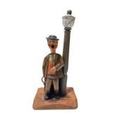 Vintage Hand Carved Wood Folk Art Figure Lot With Bottle Opener, Corkscrew, Barrel Holder and Picks