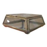 Lot of 3 Vintage-Style Brass Tone Glass Trinket Jewelry Boxes Etched Floral Leaf