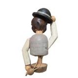 Vintage Hand Carved Wood Folk Art Figure Lot With Bottle Opener, Corkscrew, Barrel Holder and Picks