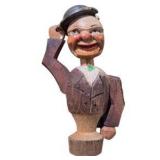 Vintage Hand Carved Wood Folk Art Figure Lot With Bottle Opener, Corkscrew, Barrel Holder and Picks