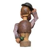 Vintage Hand Carved Wood Folk Art Figure Lot With Bottle Opener, Corkscrew, Barrel Holder and Picks
