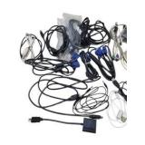 Large Mixed Computer Cable Lot VGA USB Ethernet Power Adapter Phone and Misc Cords