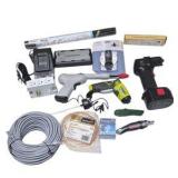 Mixed Tool & Hardware Lot w/ Ryobi Screwdriver, Scosche Jump Starter, Air Hawk, Moen, Wire & More