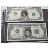 Uncirculated $1 Dollar Elvis Presley Federal Reserve Notes