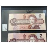 1986 Canada $2 Dollar Notes Uncirculated
