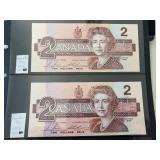 1986 Canada $2 Dollar Notes Uncirculated